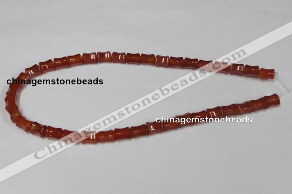 CAA143 15.5 inches 8*10mm bamboo shape red agate gemstone beads