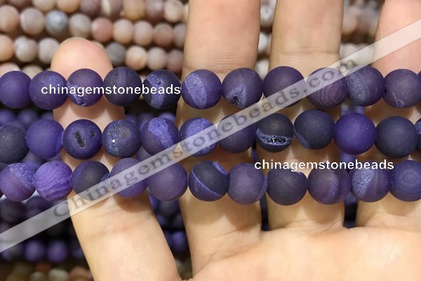 CAA1436 15.5 inches 12mm round matte druzy agate beads