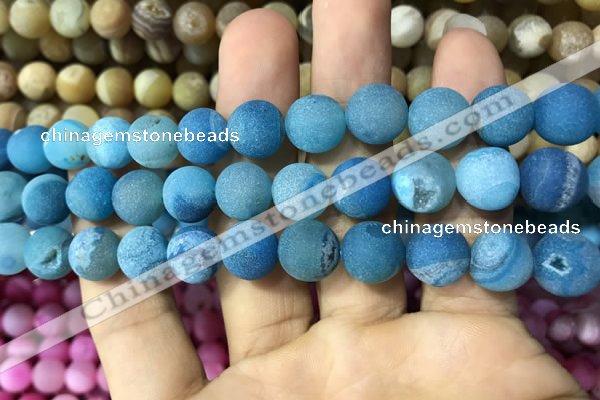 CAA1438 15.5 inches 12mm round matte druzy agate beads