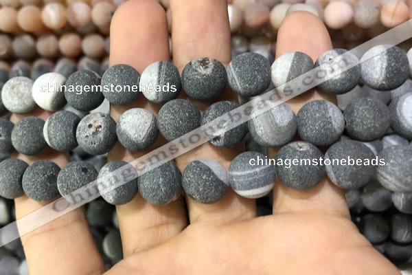 CAA1455 15.5 inches 14mm round matte druzy agate beads