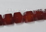 CAA146 15.5 inches 12*14mm faceted cube red agate gemstone beads