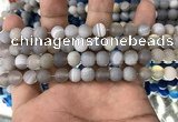 CAA1470 15.5 inches 6mm round matte banded agate beads wholesale