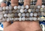 CAA1471 15.5 inches 8mm round matte banded agate beads wholesale