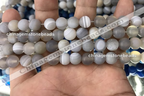 CAA1471 15.5 inches 8mm round matte banded agate beads wholesale