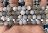 CAA1473 15.5 inches 12mm round matte banded agate beads wholesale