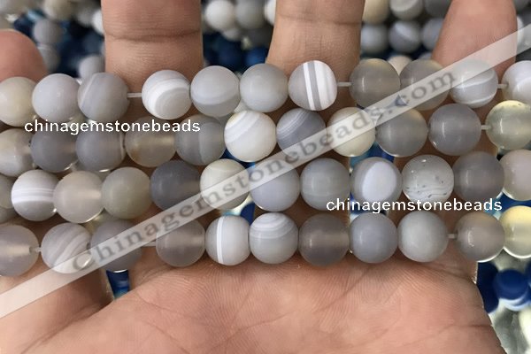 CAA1473 15.5 inches 12mm round matte banded agate beads wholesale