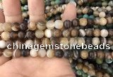 CAA1476 15.5 inches 8mm round matte banded agate beads wholesale