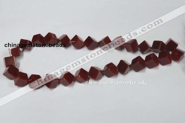 CAA148 15.5 inches 10*10mm cube red agate gemstone beads