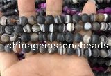 CAA1481 15.5 inches 8mm round matte banded agate beads wholesale