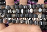 CAA1483 15.5 inches 12mm round matte banded agate beads wholesale