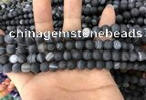 CAA1485 15.5 inches 6mm round matte banded agate beads wholesale