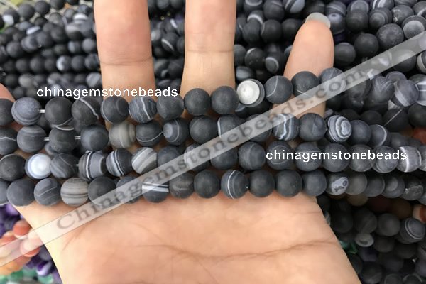 CAA1485 15.5 inches 6mm round matte banded agate beads wholesale