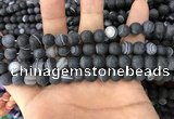 CAA1486 15.5 inches 8mm round matte banded agate beads wholesale