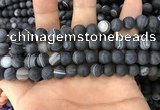 CAA1487 15.5 inches 10mm round matte banded agate beads wholesale