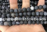 CAA1488 15.5 inches 12mm round matte banded agate beads wholesale