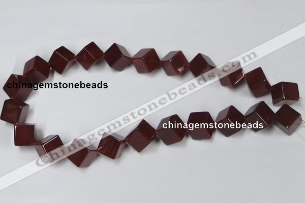 CAA149 15.5 inches 12*12mm cube red agate gemstone beads