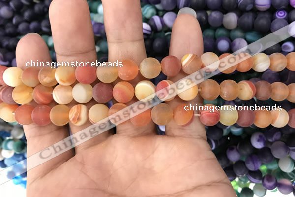 CAA1490 15.5 inches 6mm round matte banded agate beads wholesale