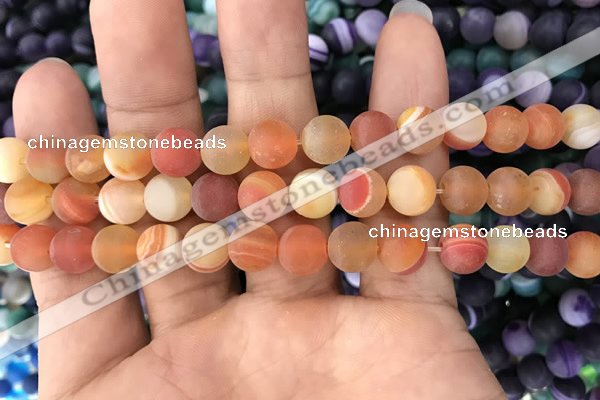 CAA1491 15.5 inches 8mm round matte banded agate beads wholesale