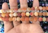 CAA1492 15.5 inches 10mm round matte banded agate beads wholesale