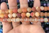 CAA1493 15.5 inches 12mm round matte banded agate beads wholesale