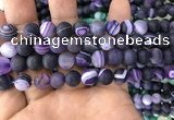 CAA1497 15.5 inches 10mm round matte banded agate beads wholesale