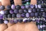 CAA1498 15.5 inches 12mm round matte banded agate beads wholesale