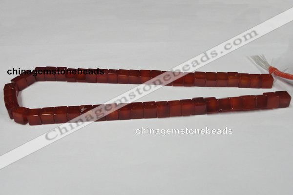 CAA150 15.5 inches 8*8mm cube red agate gemstone beads