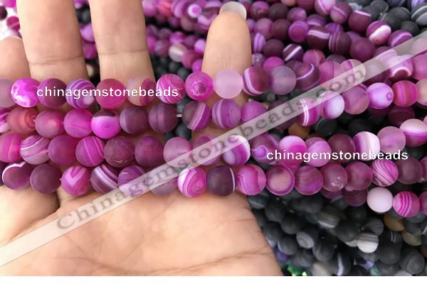 CAA1500 15.5 inches 6mm round matte banded agate beads wholesale