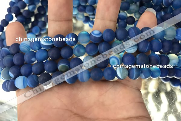 CAA1505 15.5 inches 6mm round matte banded agate beads wholesale