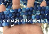 CAA1506 15.5 inches 8mm round matte banded agate beads wholesale