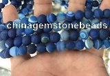 CAA1507 15.5 inches 10mm round matte banded agate beads wholesale