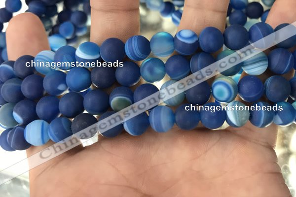 CAA1507 15.5 inches 10mm round matte banded agate beads wholesale