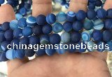 CAA1508 15.5 inches 12mm round matte banded agate beads wholesale