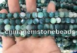 CAA1511 15.5 inches 8mm round matte banded agate beads wholesale