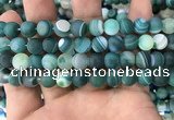 CAA1513 15.5 inches 12mm round matte banded agate beads wholesale