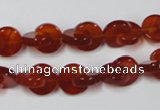 CAA152 15.5 inches 10*10mm curved moon red agate gemstone beads