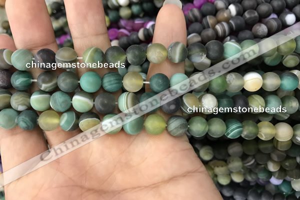CAA1520 15.5 inches 6mm round matte banded agate beads wholesale