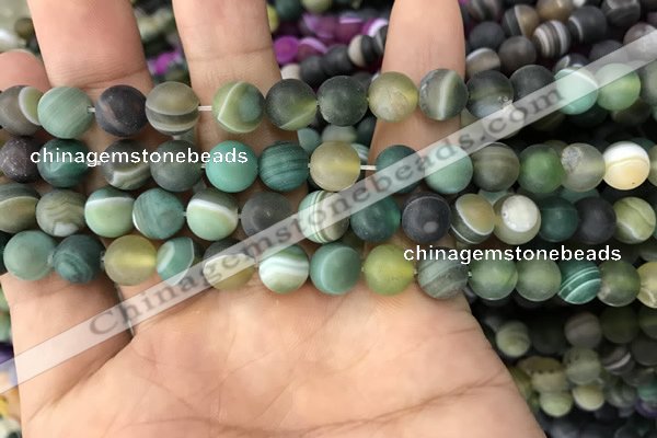 CAA1521 15.5 inches 8mm round matte banded agate beads wholesale