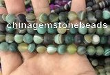 CAA1522 15.5 inches 10mm round matte banded agate beads wholesale