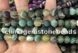 CAA1523 15.5 inches 12mm round matte banded agate beads wholesale