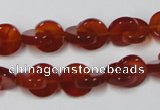 CAA153 15.5 inches 12*12mm curved moon red agate gemstone beads