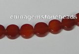 CAA154 15.5 inches 8mm coin red agate gemstone beads