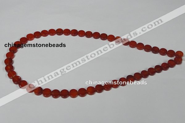 CAA154 15.5 inches 8mm coin red agate gemstone beads