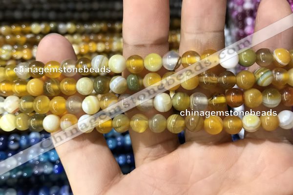 CAA1549 15.5 inches 6mm round banded agate beads wholesale