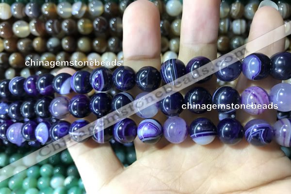 CAA1556 15.5 inches 8mm round banded agate beads wholesale