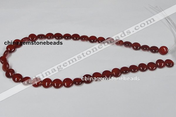 CAA156 15.5 inches 10mm flat round red agate gemstone beads