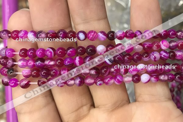 CAA1560 15.5 inches 4mm round banded agate beads wholesale