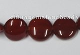 CAA157 15.5 inches 15mm flat round red agate gemstone beads