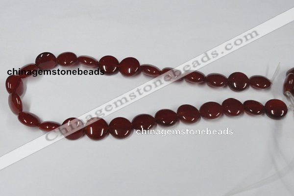 CAA157 15.5 inches 15mm flat round red agate gemstone beads