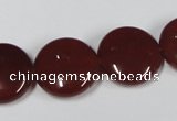 CAA158 15.5 inches 18mm flat round red agate gemstone beads